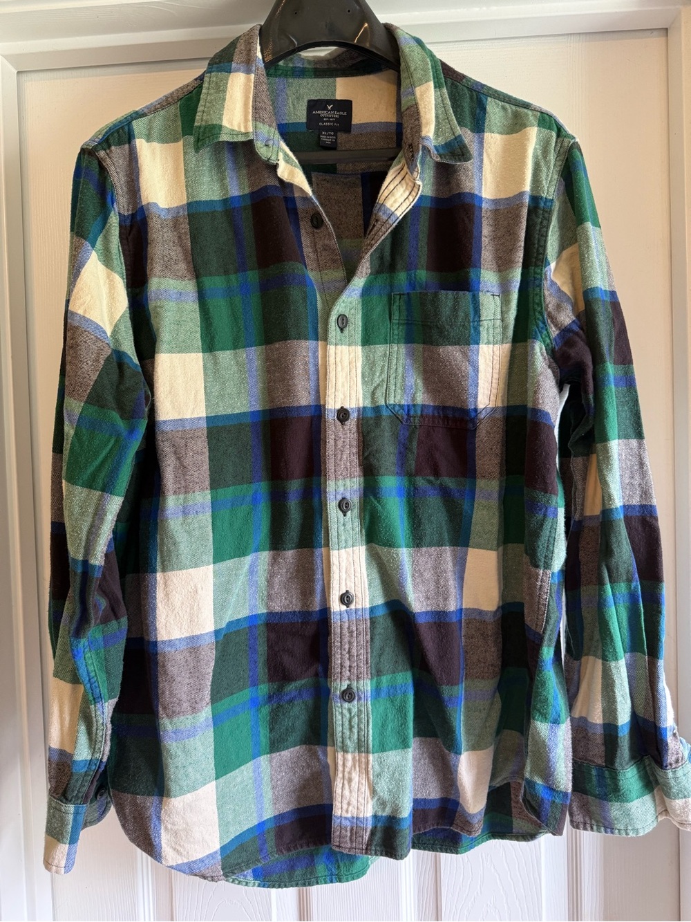 American Eagle Outfitters Green Plaid Button-Down Shirt - Men’s XL